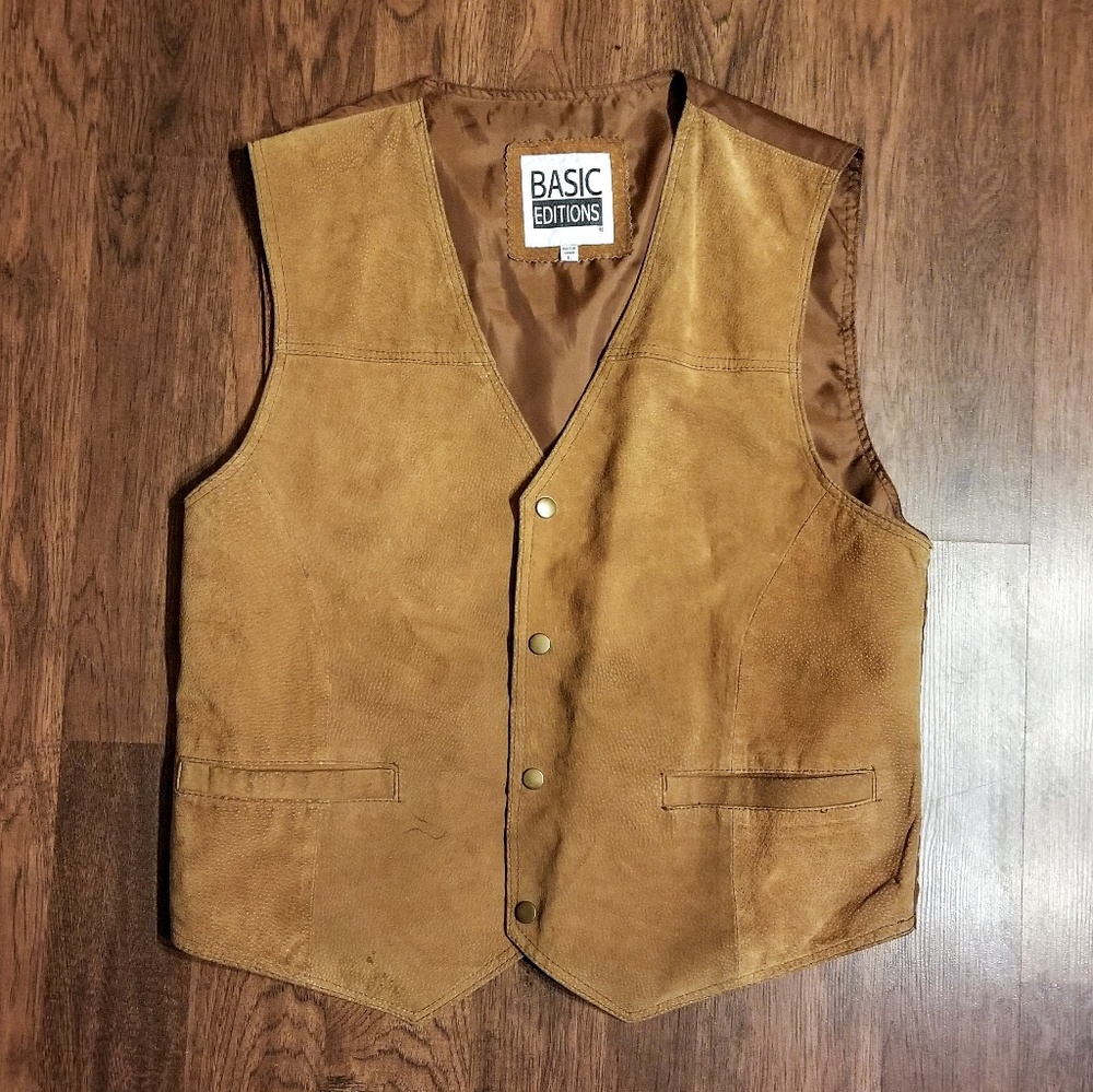 Basic Editions Mens Suede Vest